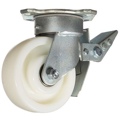 plate-fix swivel braked castor with nylon wheel -Capacity 800kg