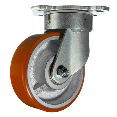 plate-fix swivel castor with polyurethane wheel - Capacity 800kg